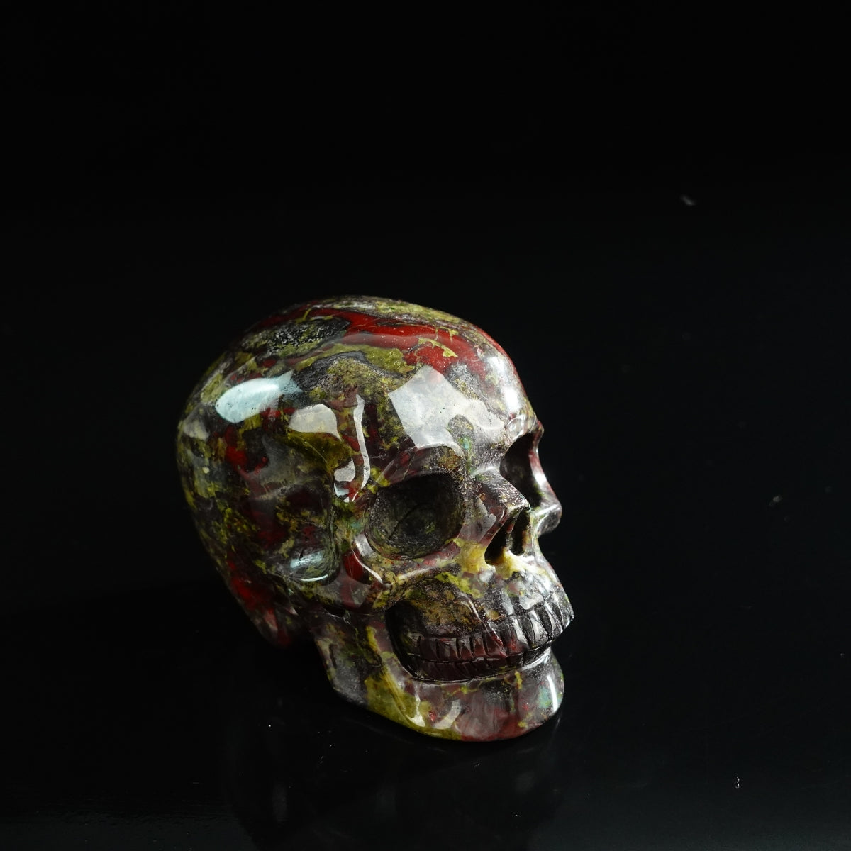 3.0" Dragon Blood Jasper Crystal Skull Carving - Unique Piece #DB07