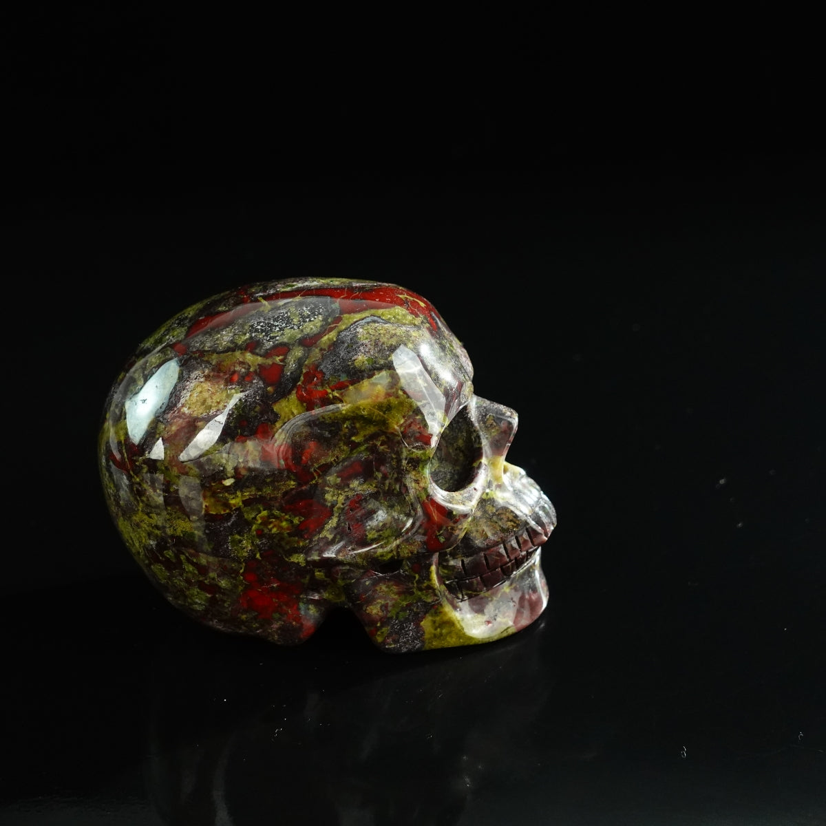 3.0" Dragon Blood Jasper Crystal Skull Carving - Unique Piece #DB07