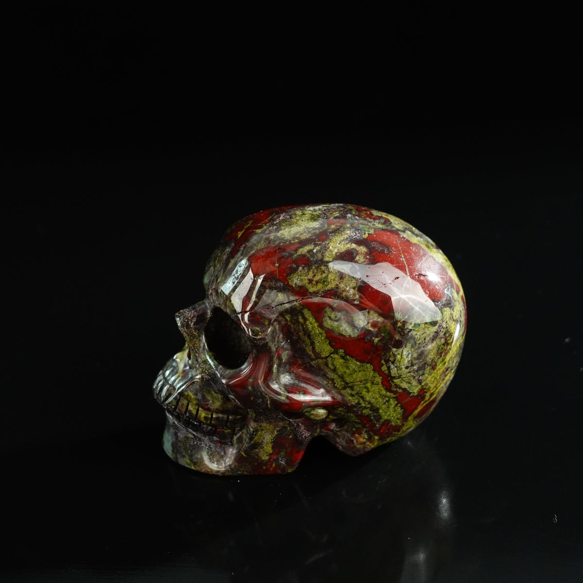 3.0" Dragon Blood Jasper Crystal Skull Carving - Unique Piece #DB07