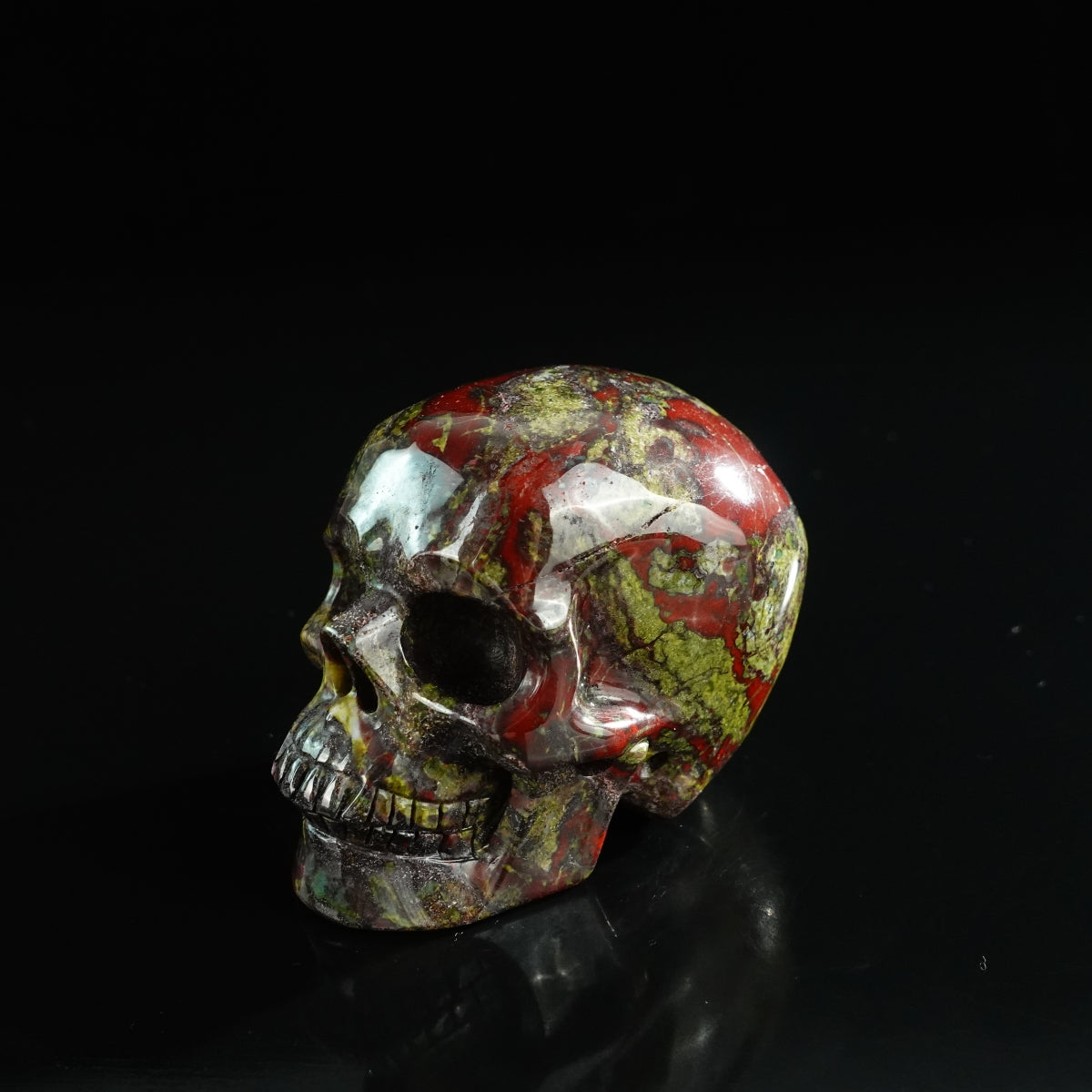 3.0" Dragon Blood Jasper Crystal Skull Carving - Unique Piece #DB07