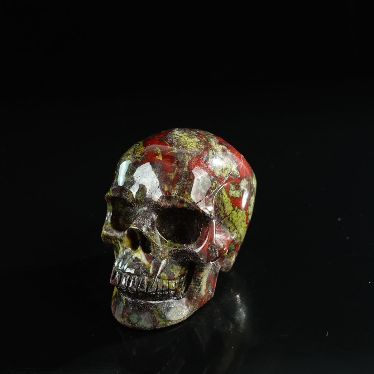 3.0" Dragon Blood Jasper Crystal Skull Carving - Unique Piece #DB07