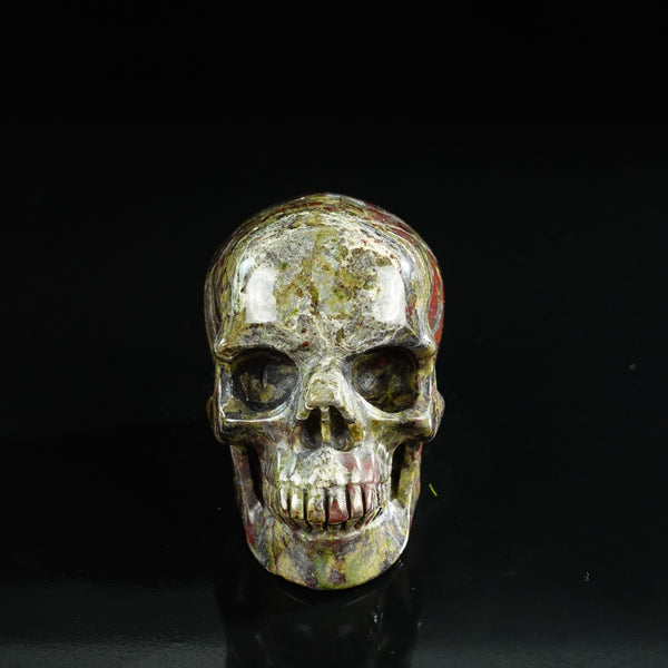 3.0" Dragon Blood Jasper Crystal Skull Carving - Unique Piece #DB08