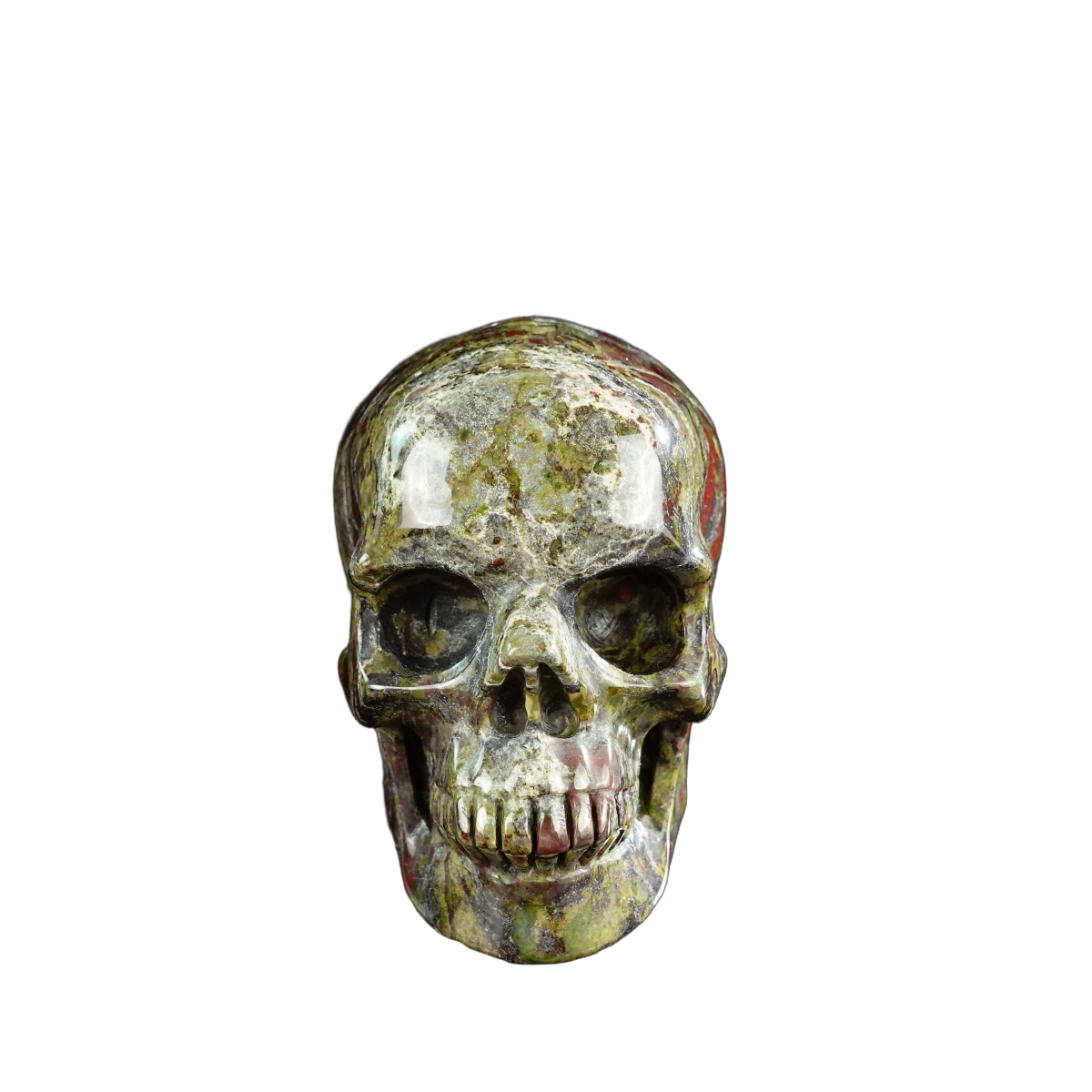 3.0" Dragon Blood Jasper Crystal Skull Carving - Unique Piece #DB08