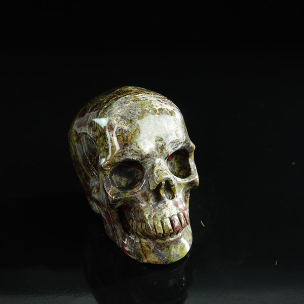 3.0" Dragon Blood Jasper Crystal Skull Carving - Unique Piece #DB08 - alternate view