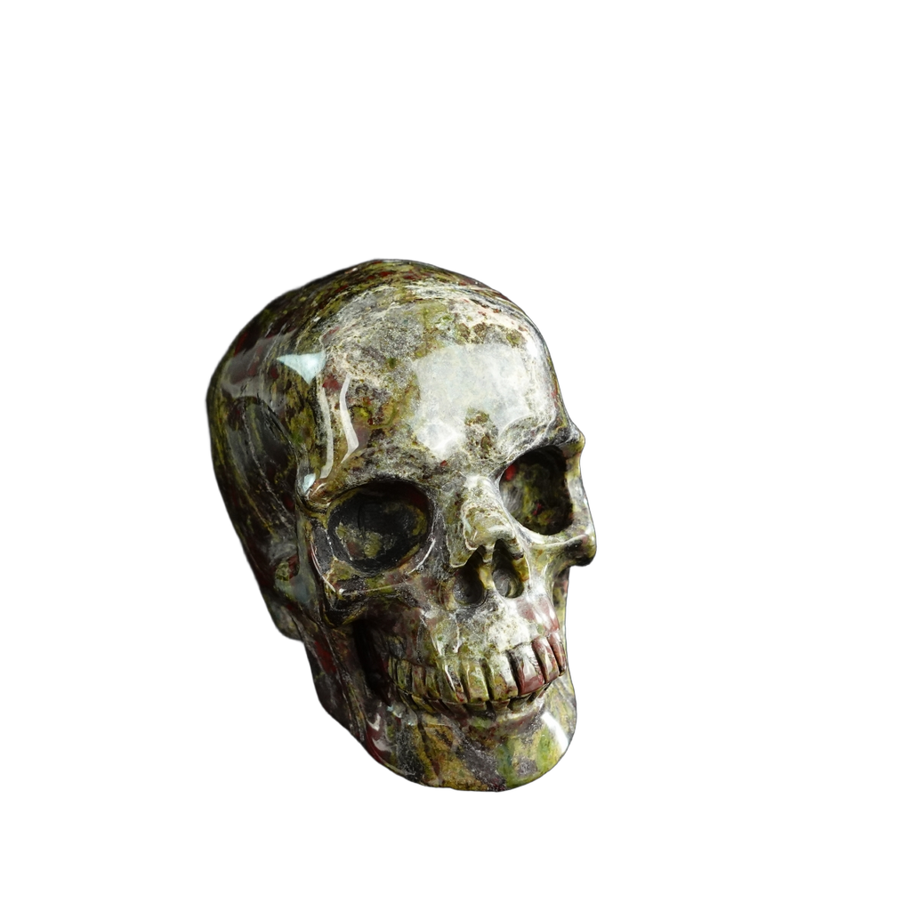 3.0" Dragon Blood Jasper Crystal Skull Carving - Unique Piece #DB08