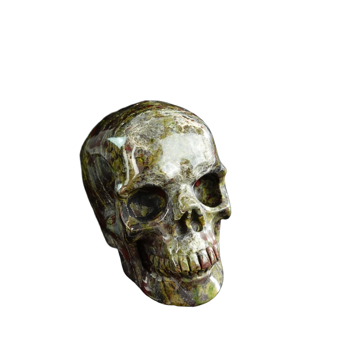 3.0" Dragon Blood Jasper Crystal Skull Carving - Unique Piece #DB08