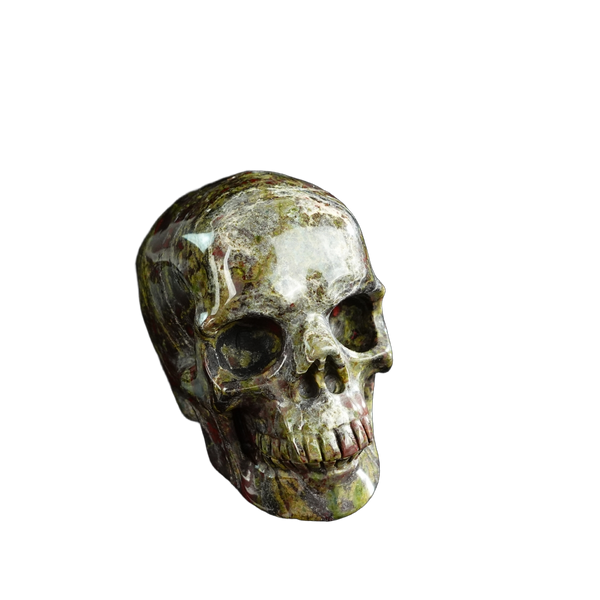 3.0" Dragon Blood Jasper Crystal Skull Carving - Unique Piece #DB08 - alternate view