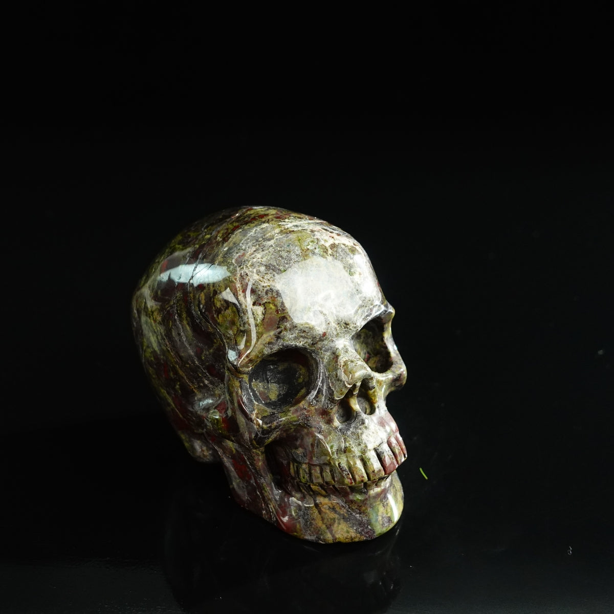 3.0" Dragon Blood Jasper Crystal Skull Carving - Unique Piece #DB08