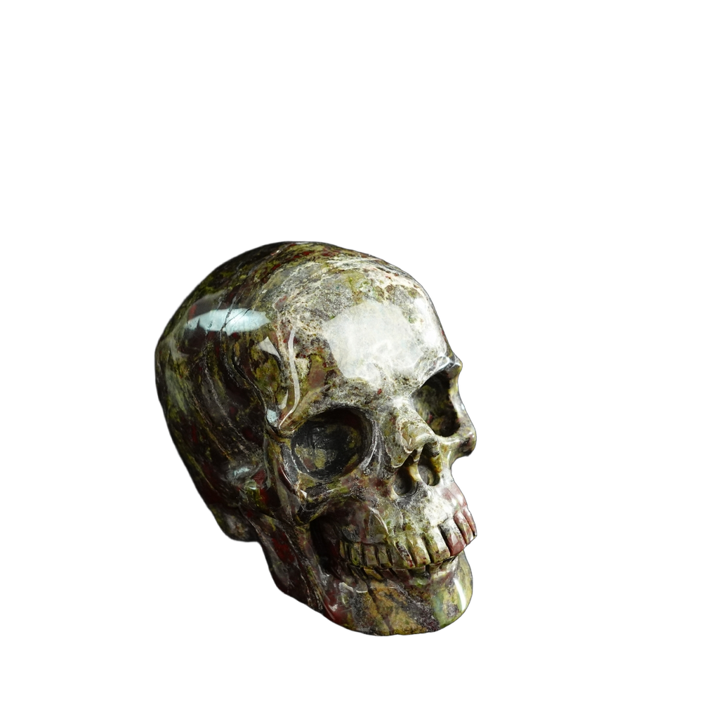 3.0" Dragon Blood Jasper Crystal Skull Carving - Unique Piece #DB08