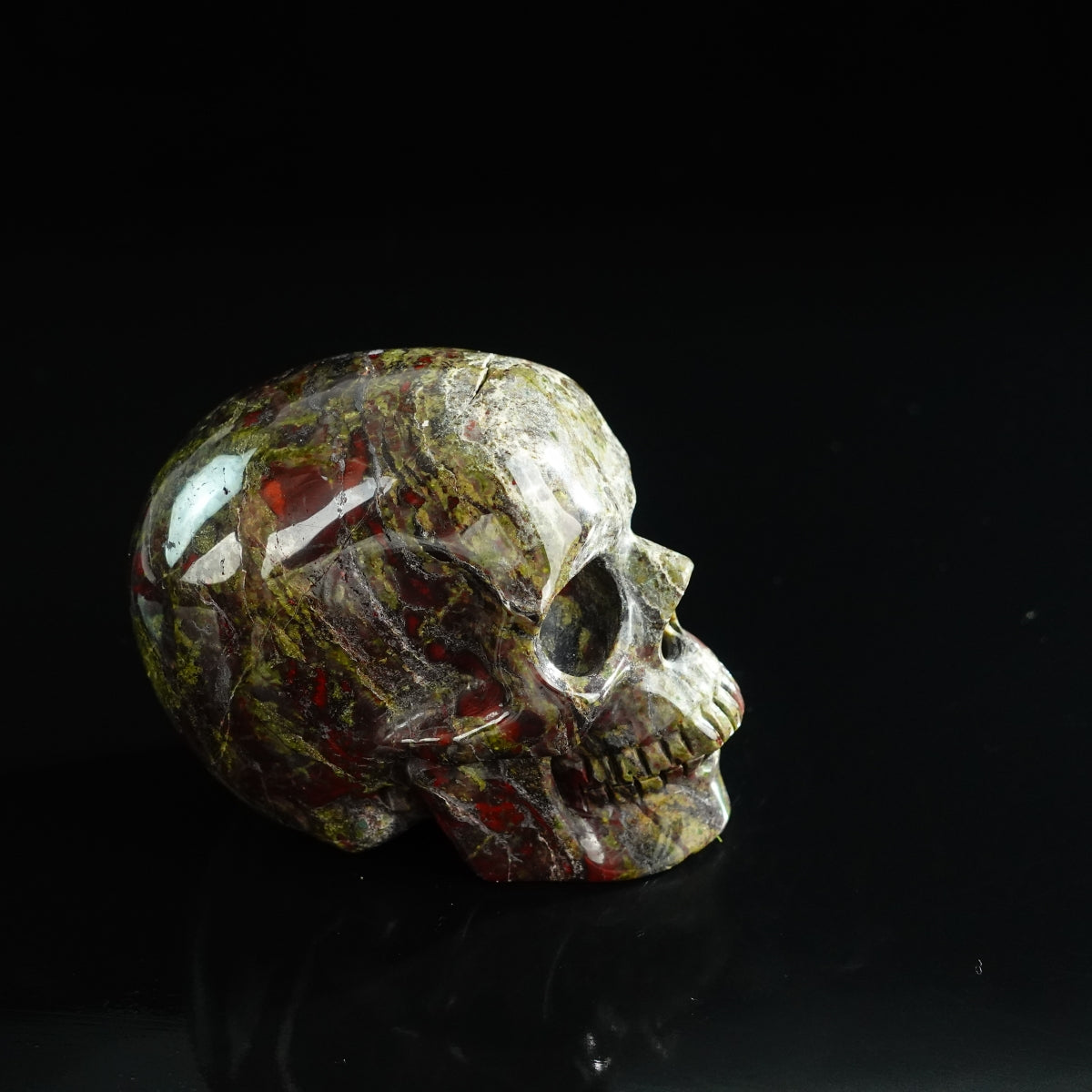 3.0" Dragon Blood Jasper Crystal Skull Carving - Unique Piece #DB08