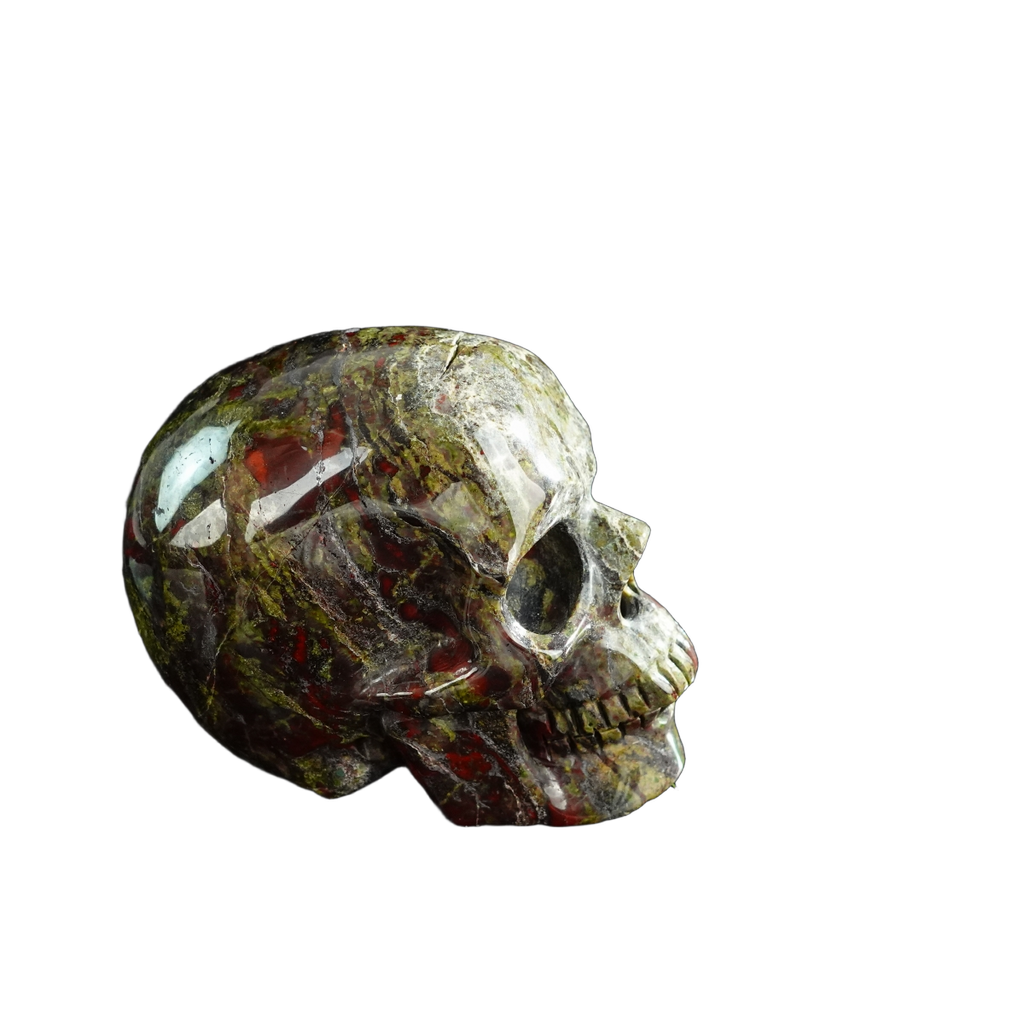 3.0" Dragon Blood Jasper Crystal Skull Carving - Unique Piece #DB08