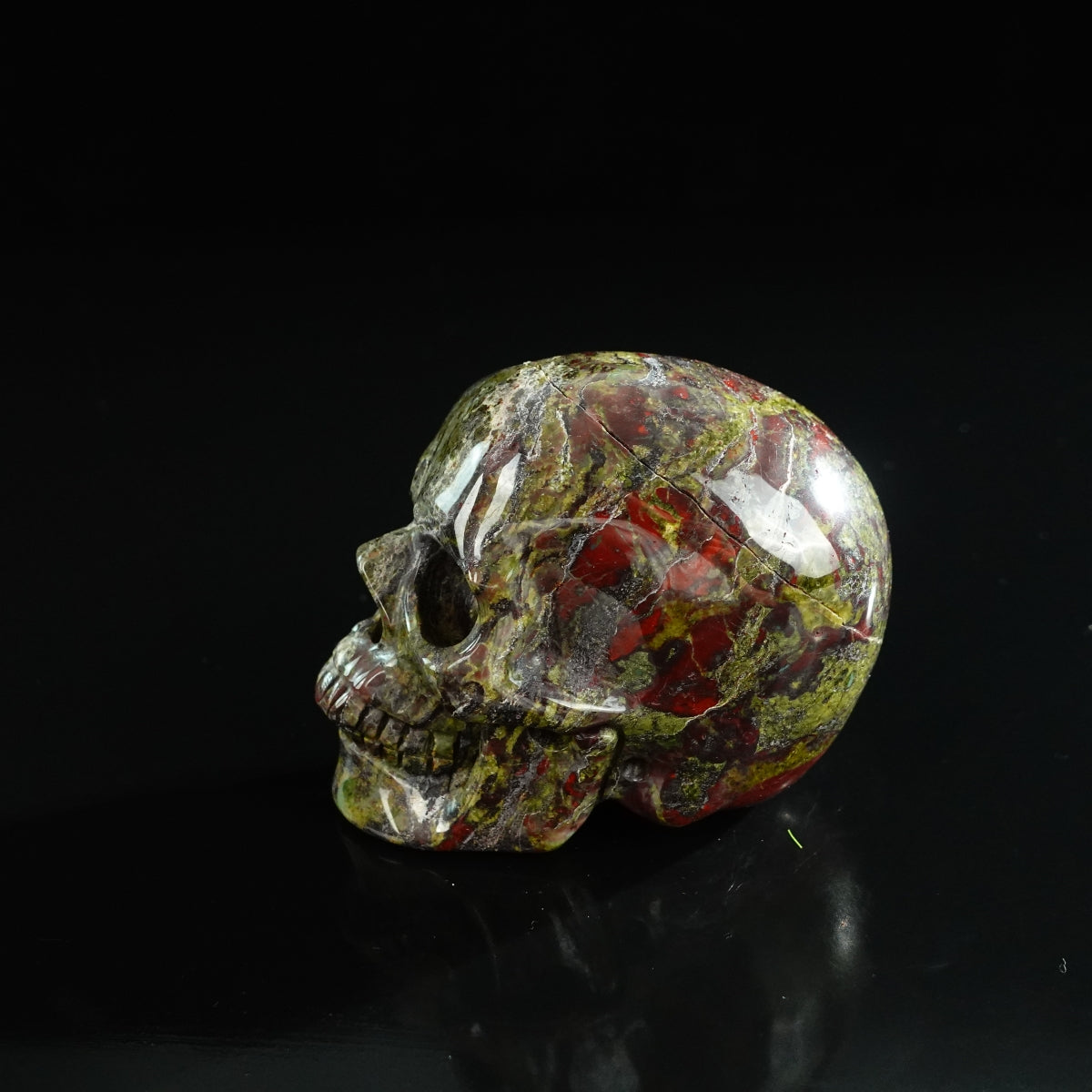 3.0" Dragon Blood Jasper Crystal Skull Carving - Unique Piece #DB08