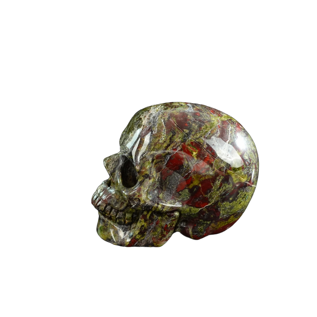 3.0" Dragon Blood Jasper Crystal Skull Carving - Unique Piece #DB08