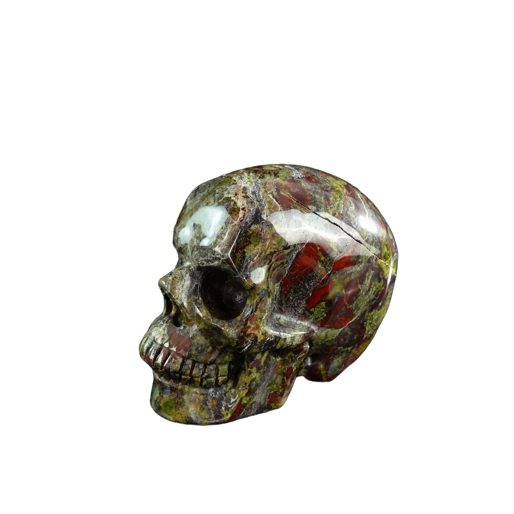 3.0" Dragon Blood Jasper Crystal Skull Carving - Unique Piece #DB08