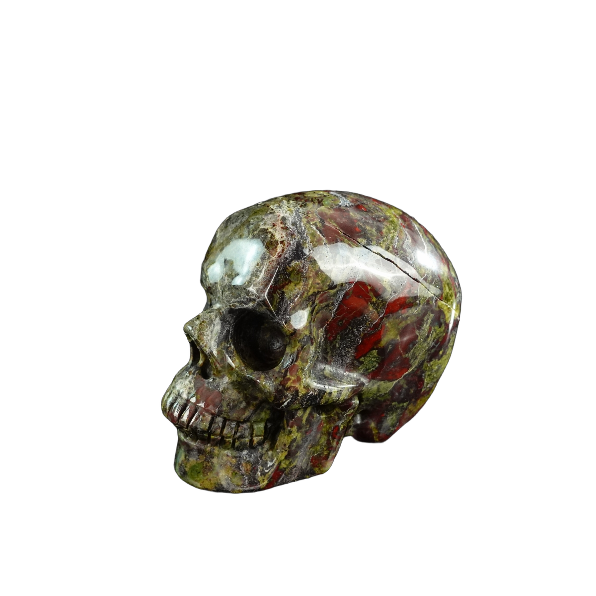 3.0" Dragon Blood Jasper Crystal Skull Carving - Unique Piece #DB08
