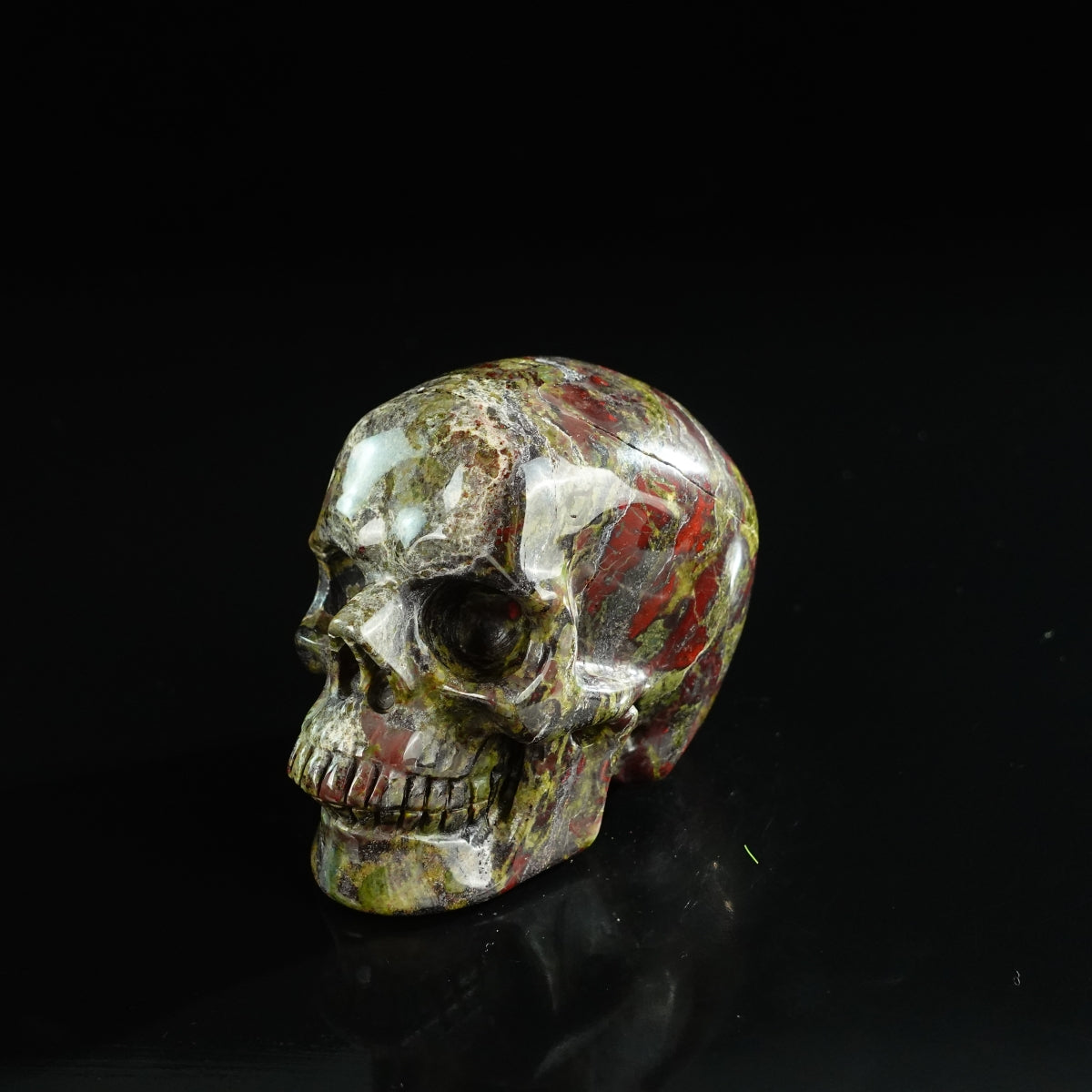 3.0" Dragon Blood Jasper Crystal Skull Carving - Unique Piece #DB08