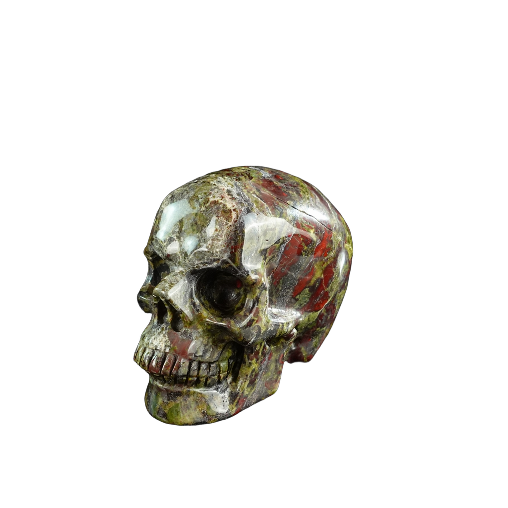 3.0" Dragon Blood Jasper Crystal Skull Carving - Unique Piece #DB08