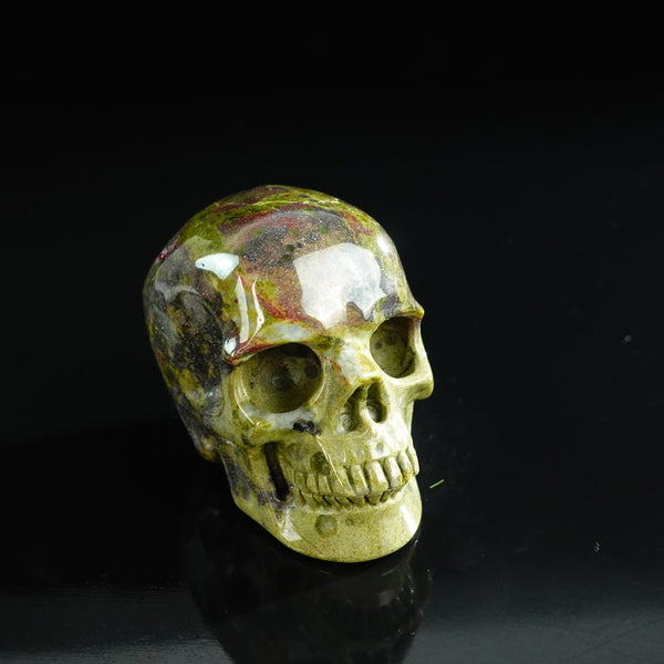 3.0" Dragon Blood Jasper Crystal Skull Carving - Unique Piece #DB09 - alternate view