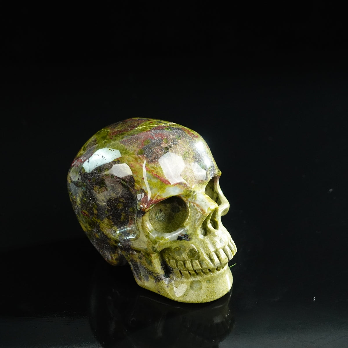 3.0" Dragon Blood Jasper Crystal Skull Carving - Unique Piece #DB09