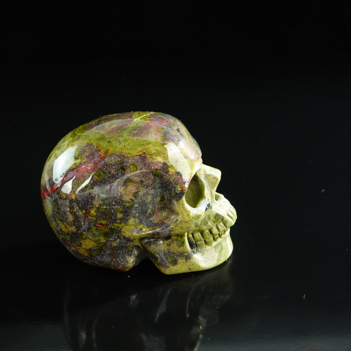 3.0" Dragon Blood Jasper Crystal Skull Carving - Unique Piece #DB09