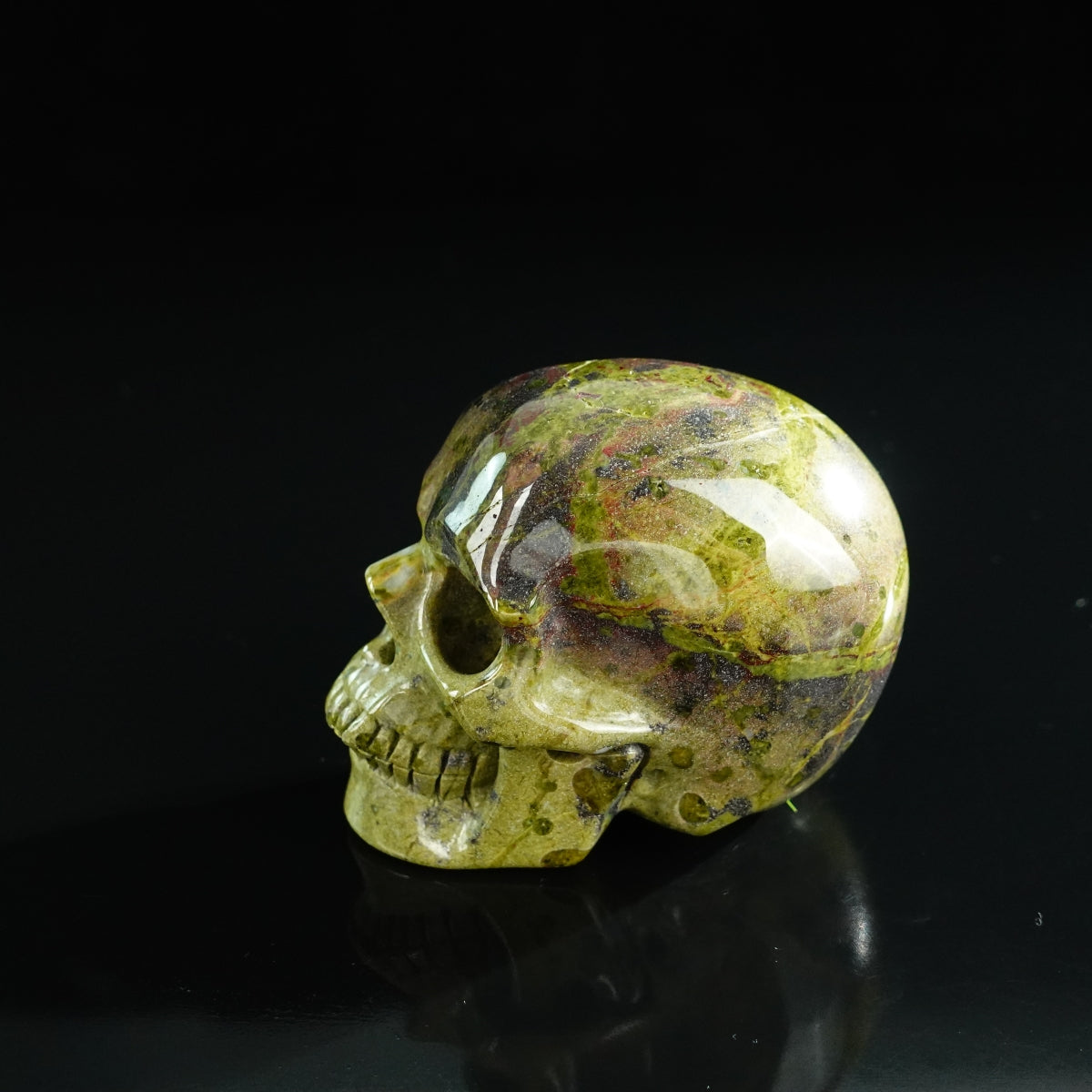 3.0" Dragon Blood Jasper Crystal Skull Carving - Unique Piece #DB09