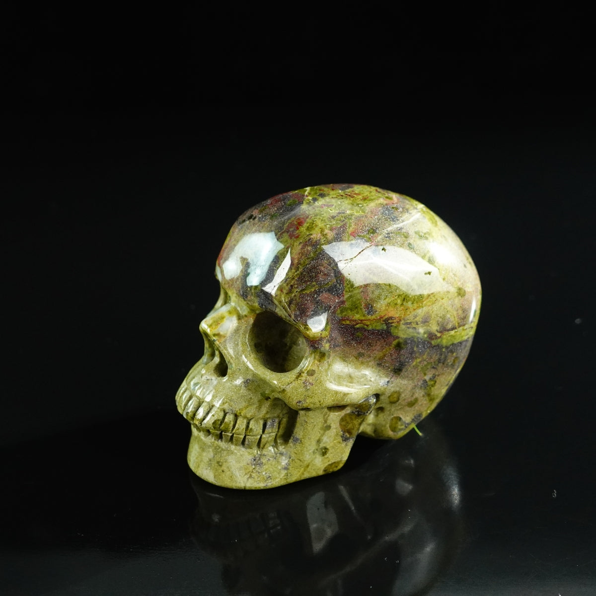 3.0" Dragon Blood Jasper Crystal Skull Carving - Unique Piece #DB09