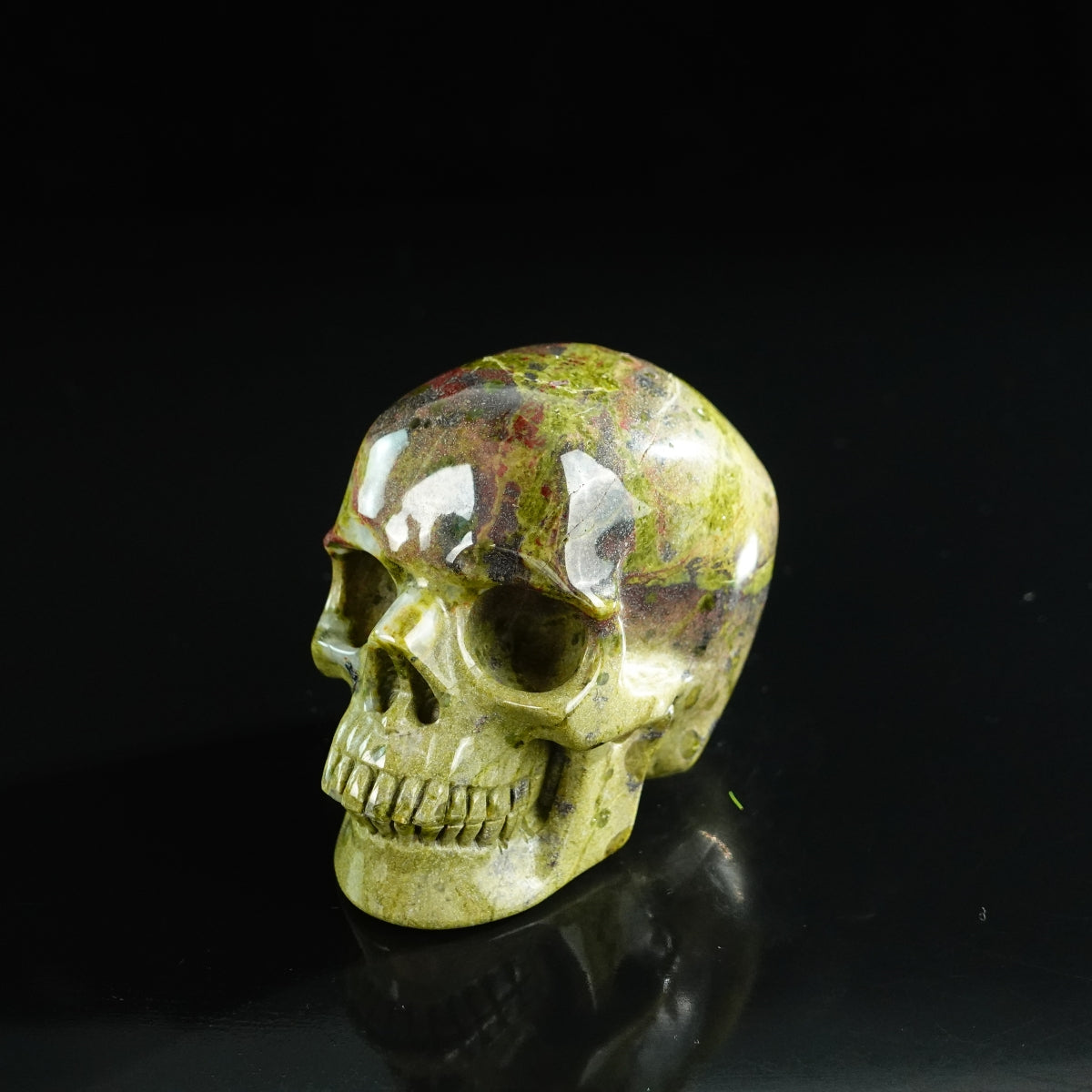 3.0" Dragon Blood Jasper Crystal Skull Carving - Unique Piece #DB09