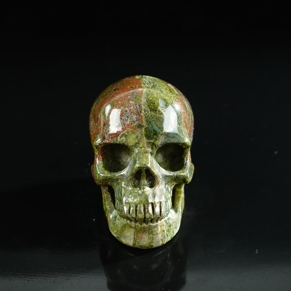 3.0" Dragon Blood Jasper Crystal Skull Carving - Unique Piece #DB10