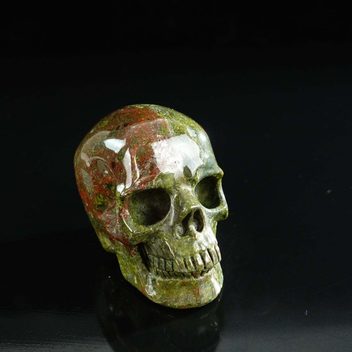3.0" Dragon Blood Jasper Crystal Skull Carving - Unique Piece #DB10