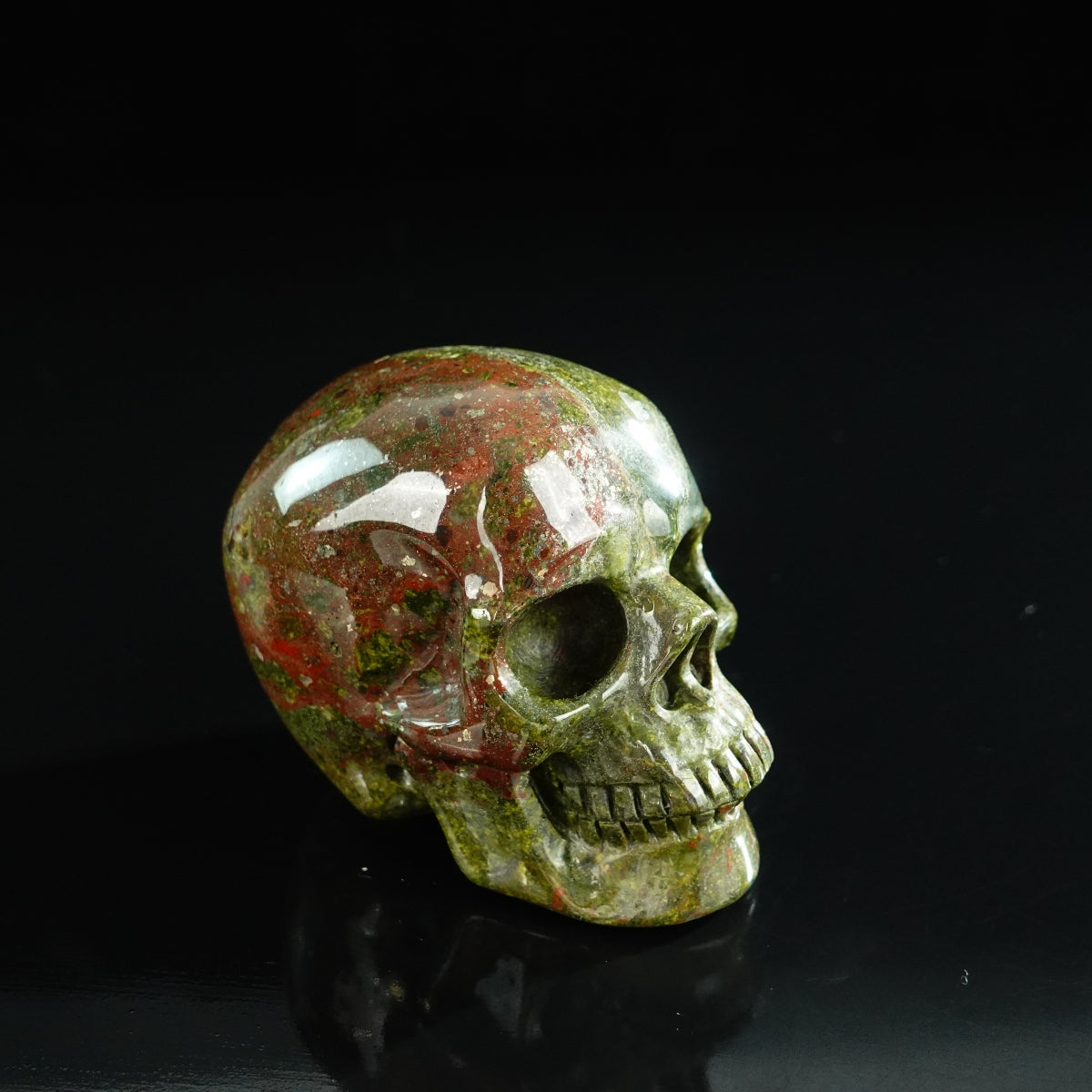 3.0" Dragon Blood Jasper Crystal Skull Carving - Unique Piece #DB10