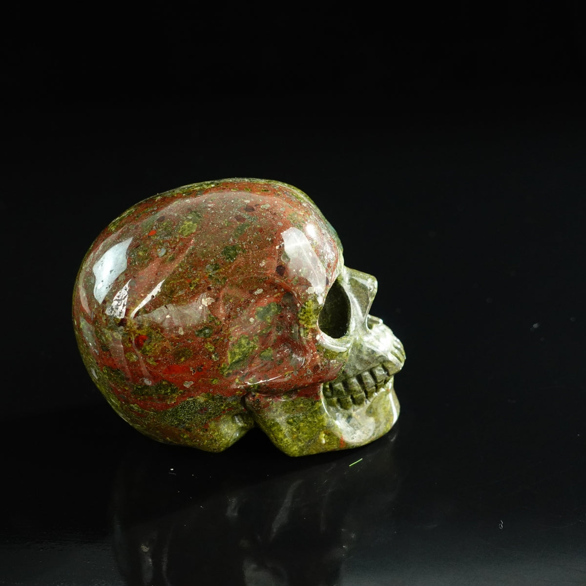 3.0" Dragon Blood Jasper Crystal Skull Carving - Unique Piece #DB10
