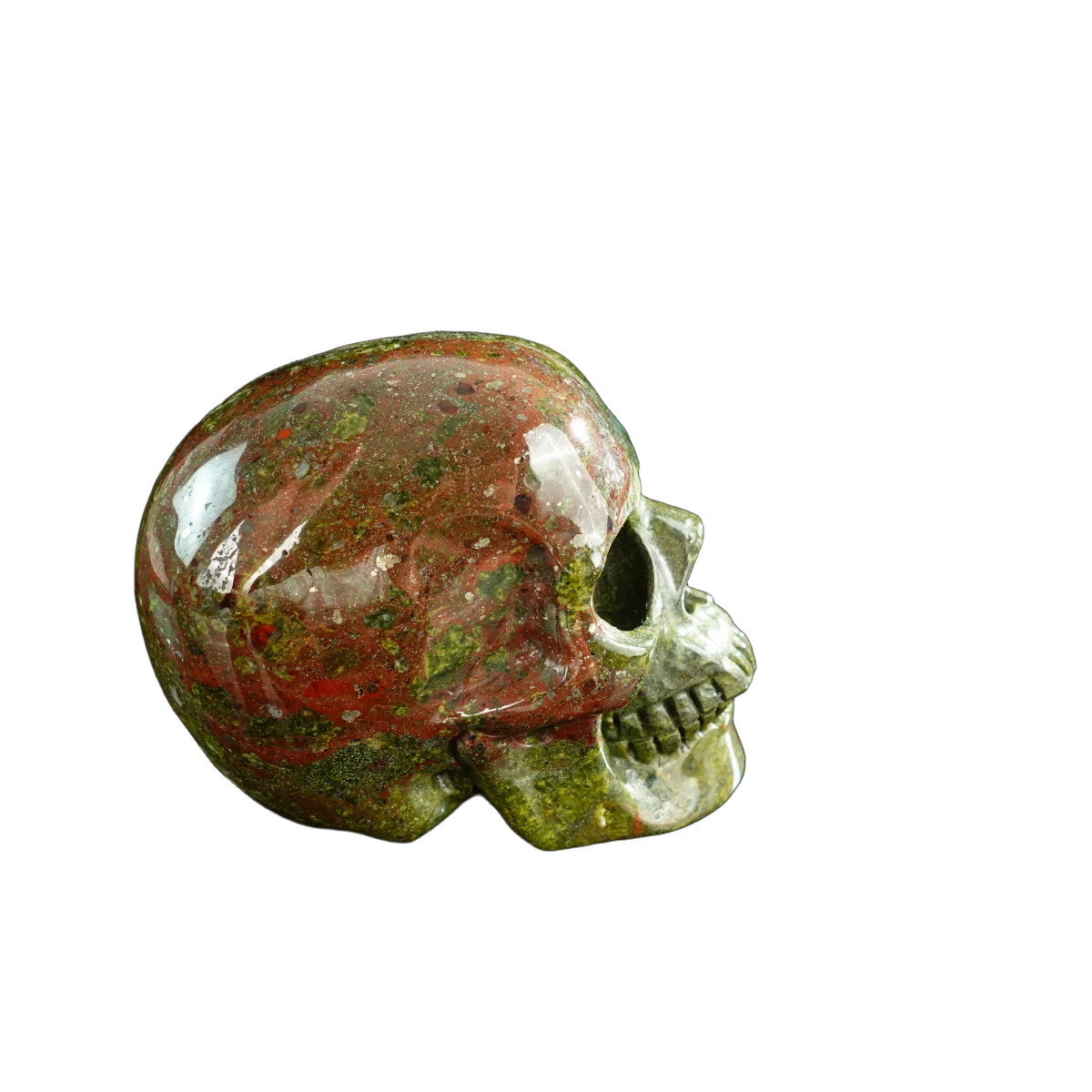 3.0" Dragon Blood Jasper Crystal Skull Carving - Unique Piece #DB10