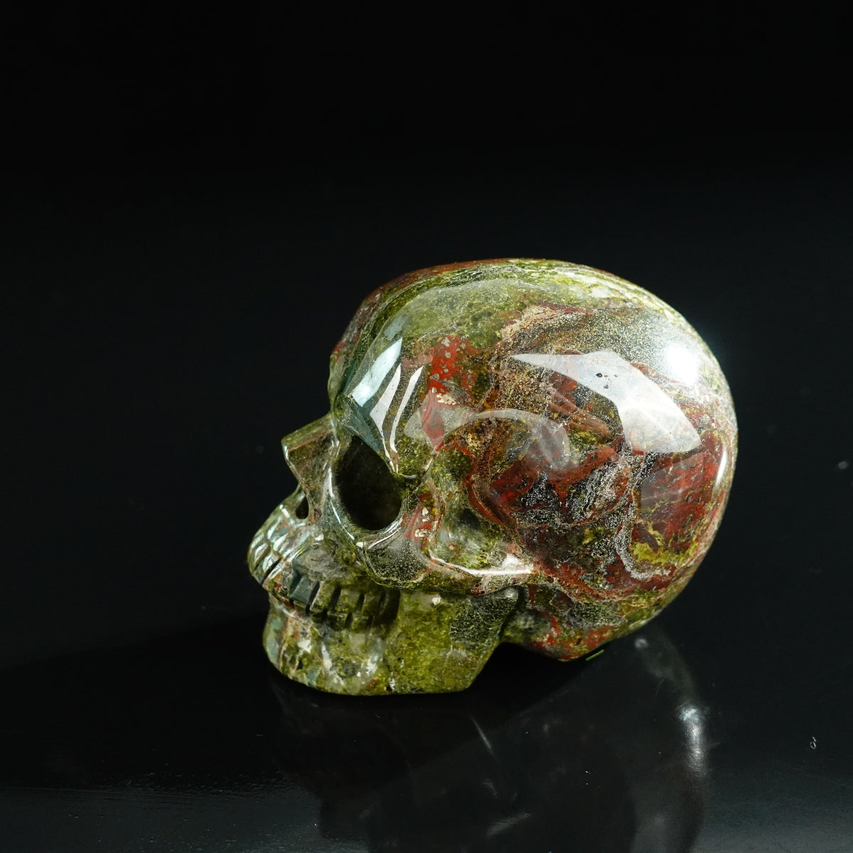 3.0" Dragon Blood Jasper Crystal Skull Carving - Unique Piece #DB10