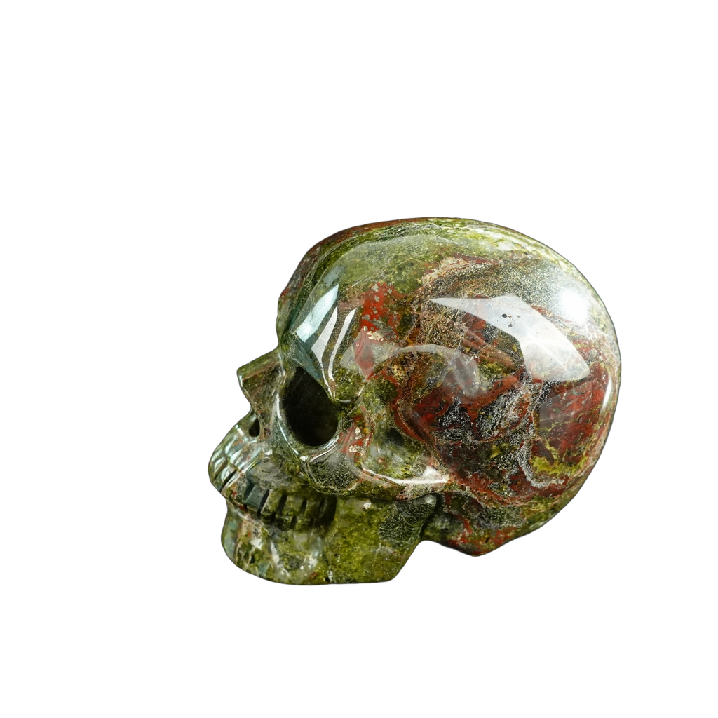 3.0" Dragon Blood Jasper Crystal Skull Carving - Unique Piece #DB10