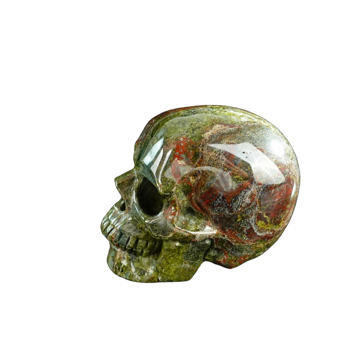 3.0" Dragon Blood Jasper Crystal Skull Carving - Unique Piece #DB10