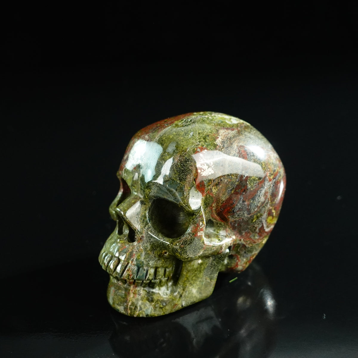 3.0" Dragon Blood Jasper Crystal Skull Carving - Unique Piece #DB10