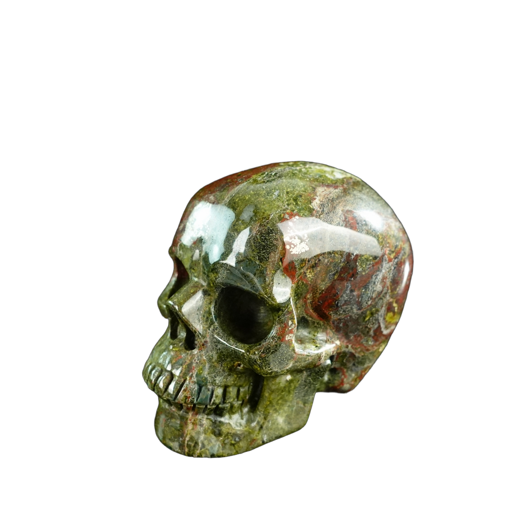 3.0" Dragon Blood Jasper Crystal Skull Carving - Unique Piece #DB10