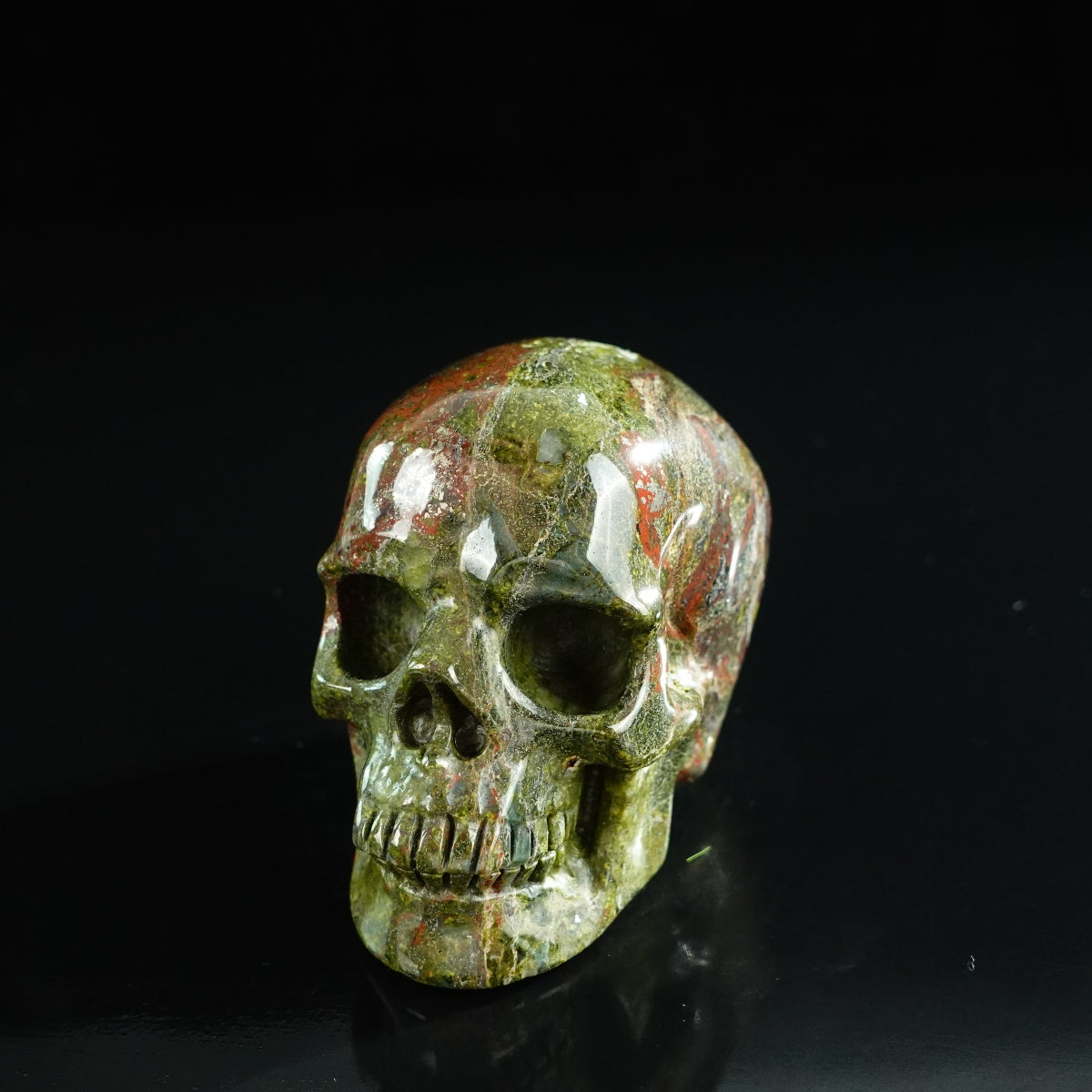 3.0" Dragon Blood Jasper Crystal Skull Carving - Unique Piece #DB10