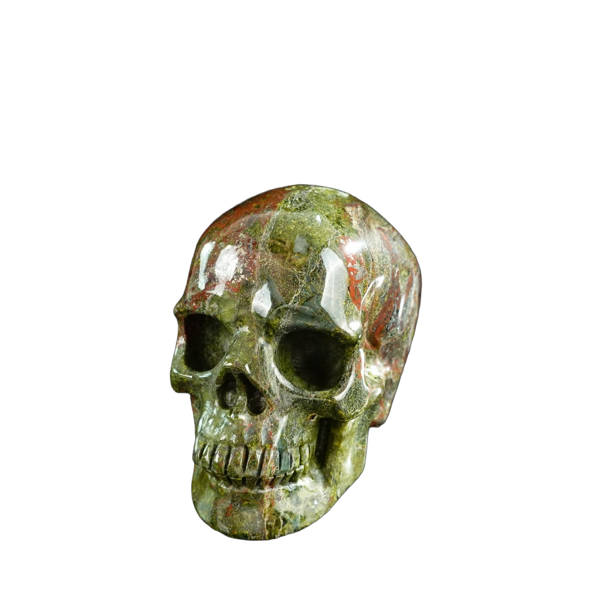 3.0" Dragon Blood Jasper Crystal Skull Carving - Unique Piece #DB10
