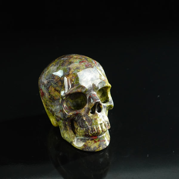 3.0" Dragon Blood Jasper Crystal Skull Carving - Unique Piece #DB11 - alternate view