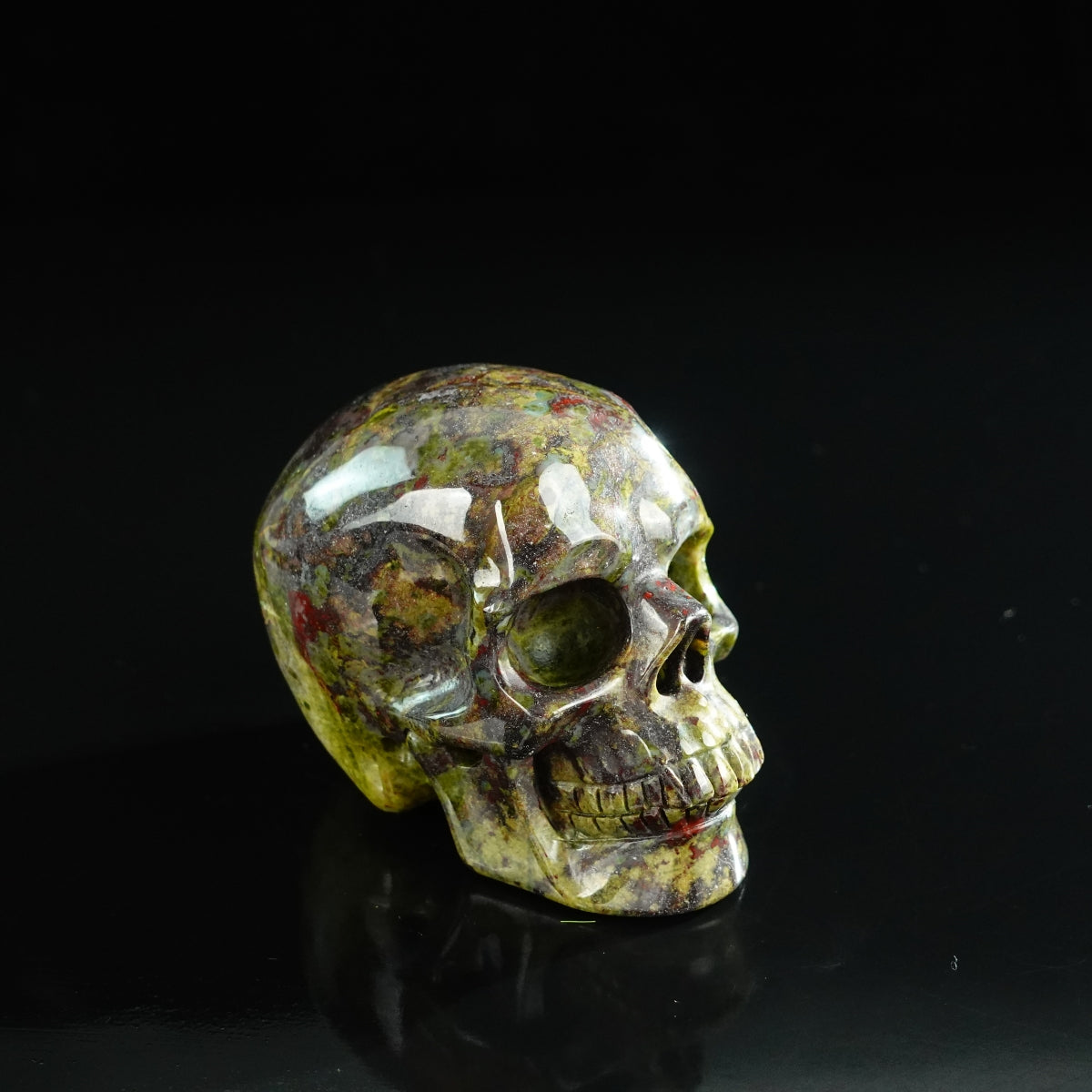 3.0" Dragon Blood Jasper Crystal Skull Carving - Unique Piece #DB11