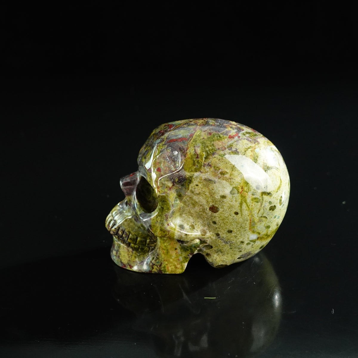 3.0" Dragon Blood Jasper Crystal Skull Carving - Unique Piece #DB11