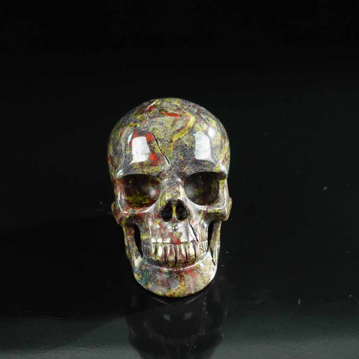 3.0" Dragon Blood Jasper Crystal Skull Carving - Unique Piece #DB12
