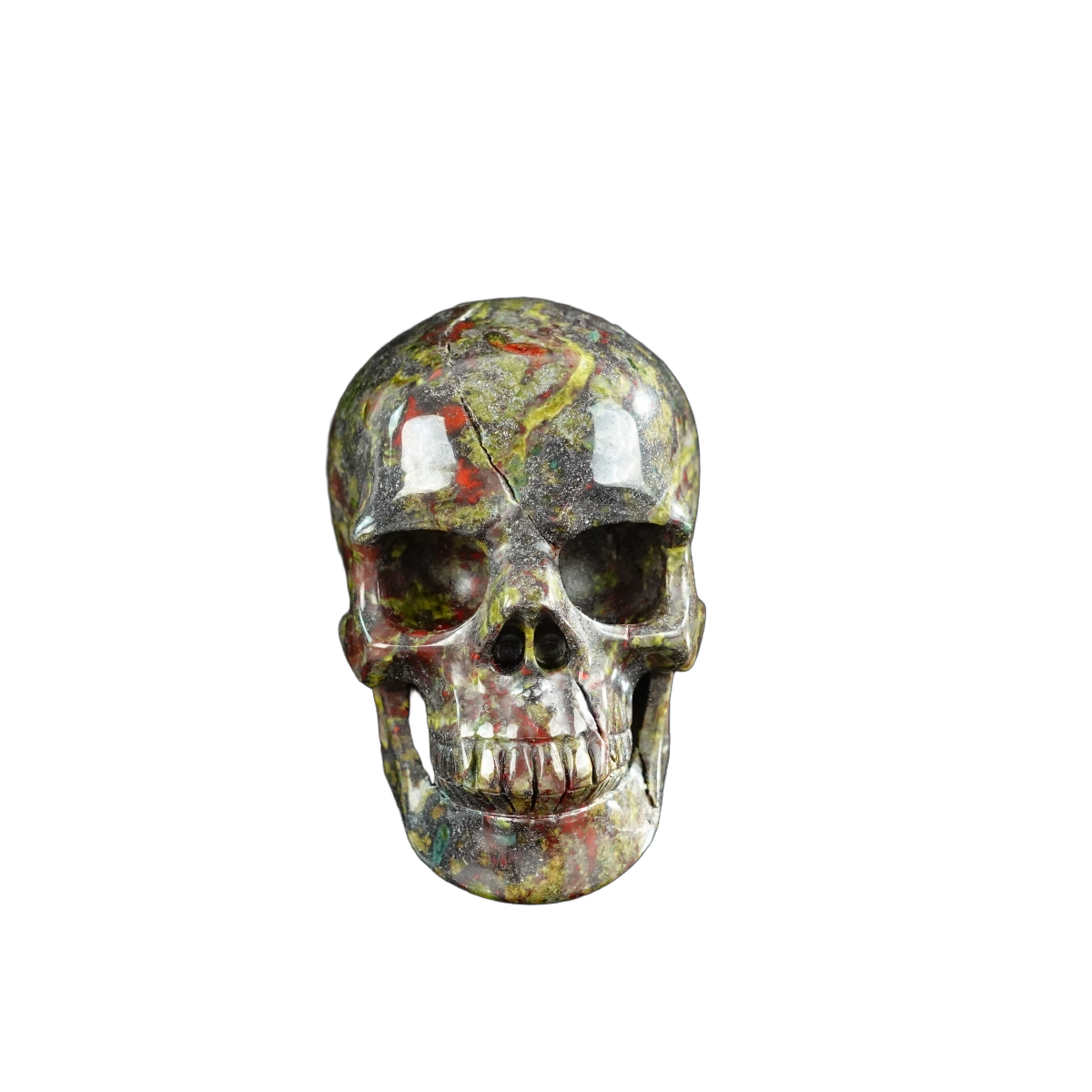 3.0" Dragon Blood Jasper Crystal Skull Carving - Unique Piece #DB12