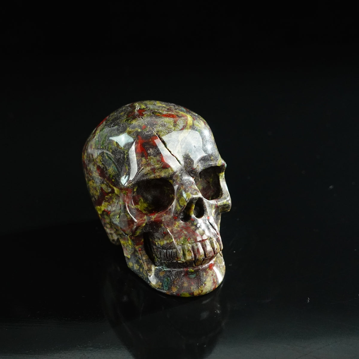3.0" Dragon Blood Jasper Crystal Skull Carving - Unique Piece #DB12