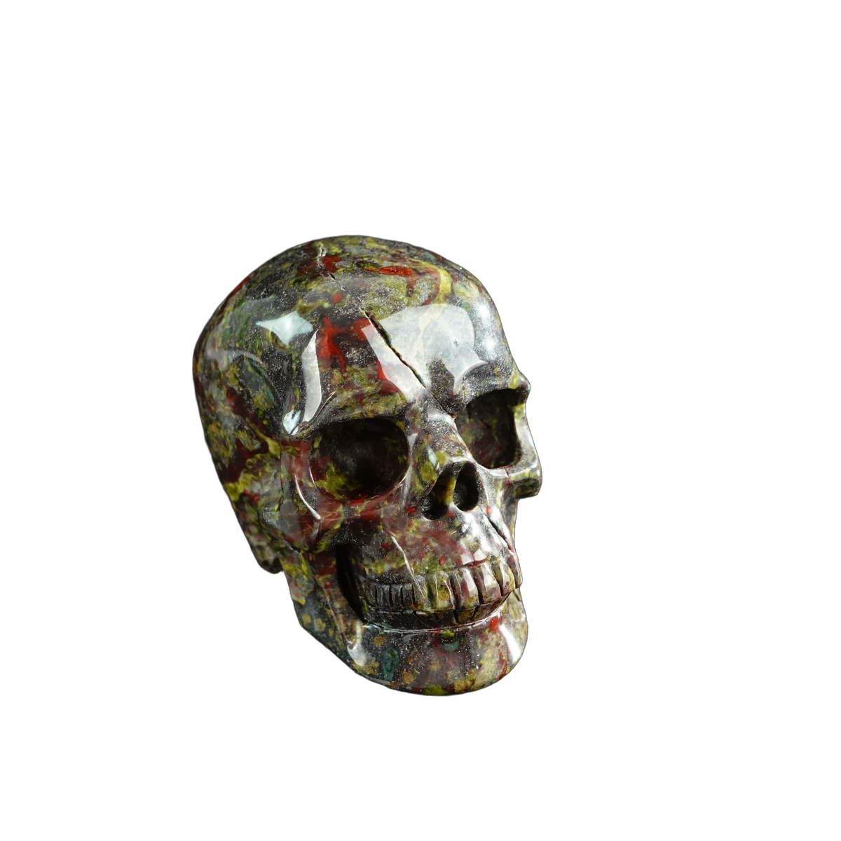 3.0" Dragon Blood Jasper Crystal Skull Carving - Unique Piece #DB12