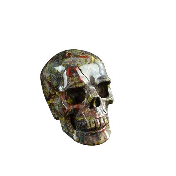 3.0" Dragon Blood Jasper Crystal Skull Carving - Unique Piece #DB12 - alternate view