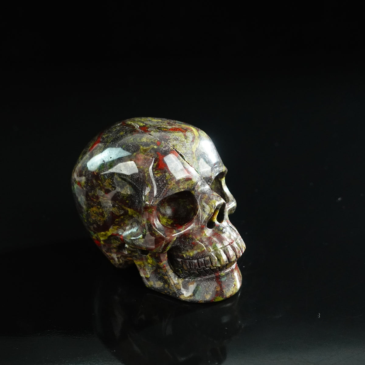 3.0" Dragon Blood Jasper Crystal Skull Carving - Unique Piece #DB12
