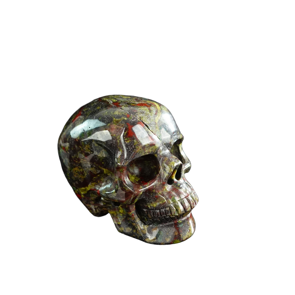 3.0" Dragon Blood Jasper Crystal Skull Carving - Unique Piece #DB12
