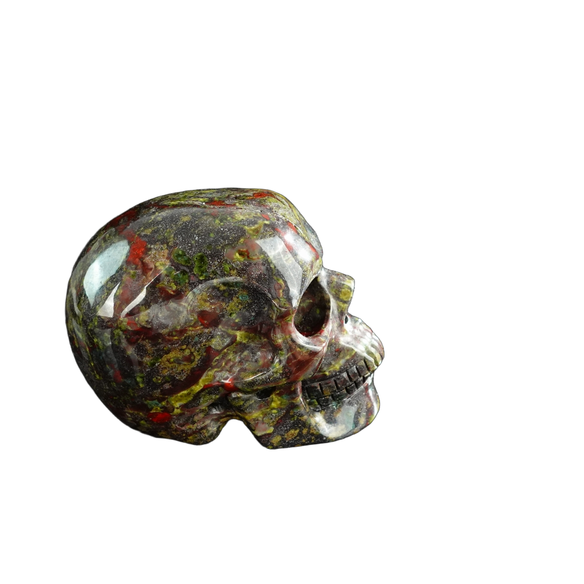 3.0" Dragon Blood Jasper Crystal Skull Carving - Unique Piece #DB12